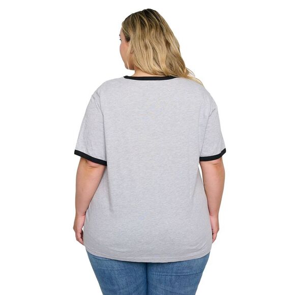 New Women's Plus Size Scooby-Doo T-Shirt Ringer Mystery Machine Heather Gray - Picture 4 of 6